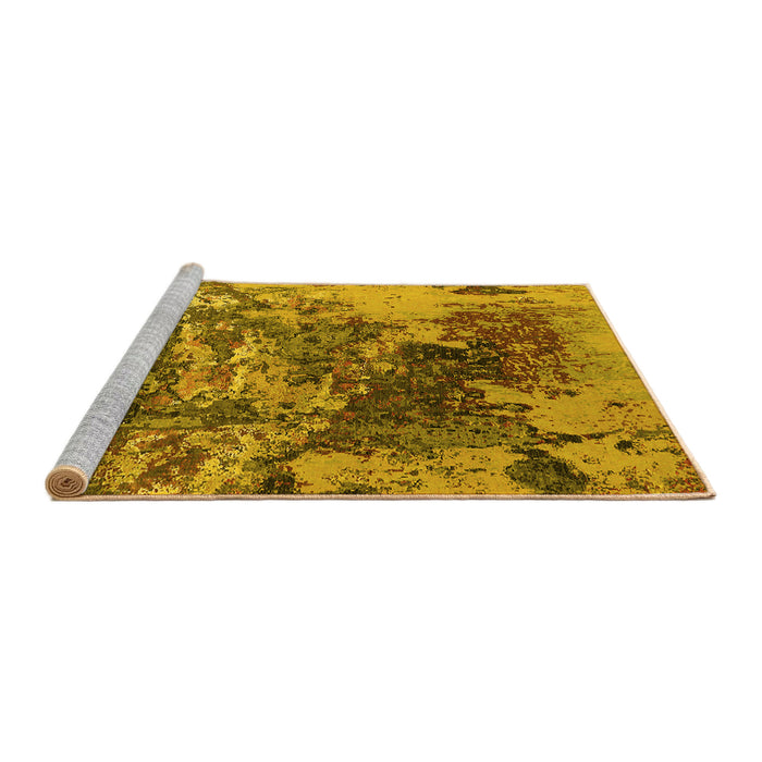 Sideview of Machine Washable Oriental Yellow Industrial Rug, wshurb2611yw
