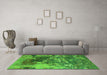 Machine Washable Oriental Green Industrial Area Rugs in a Living Room,, wshurb2611grn