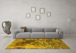 Machine Washable Oriental Yellow Industrial Rug in a Living Room, wshurb2611yw