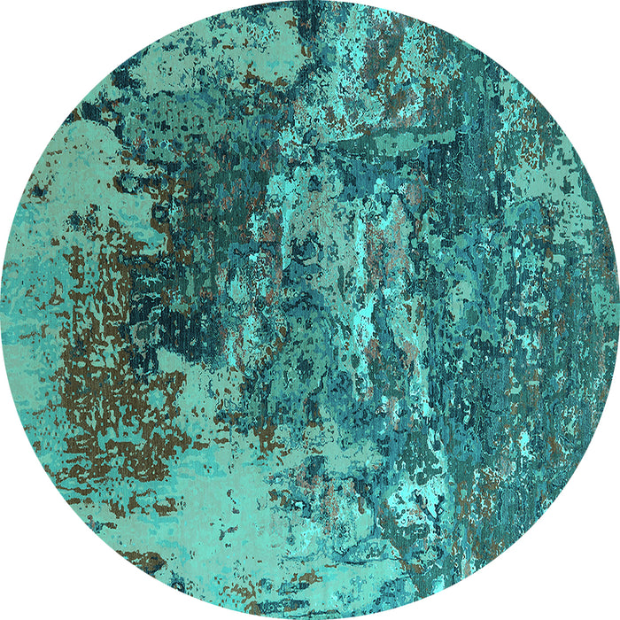 Round Oriental Turquoise Industrial Rug, urb2611turq