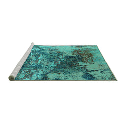 Sideview of Machine Washable Oriental Turquoise Industrial Area Rugs, wshurb2611turq
