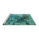 Sideview of Machine Washable Oriental Turquoise Industrial Area Rugs, wshurb2611turq