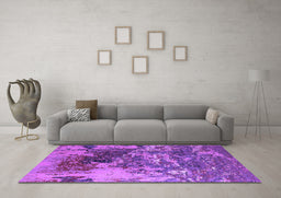 Machine Washable Oriental Purple Industrial Area Rugs in a Living Room, wshurb2611pur