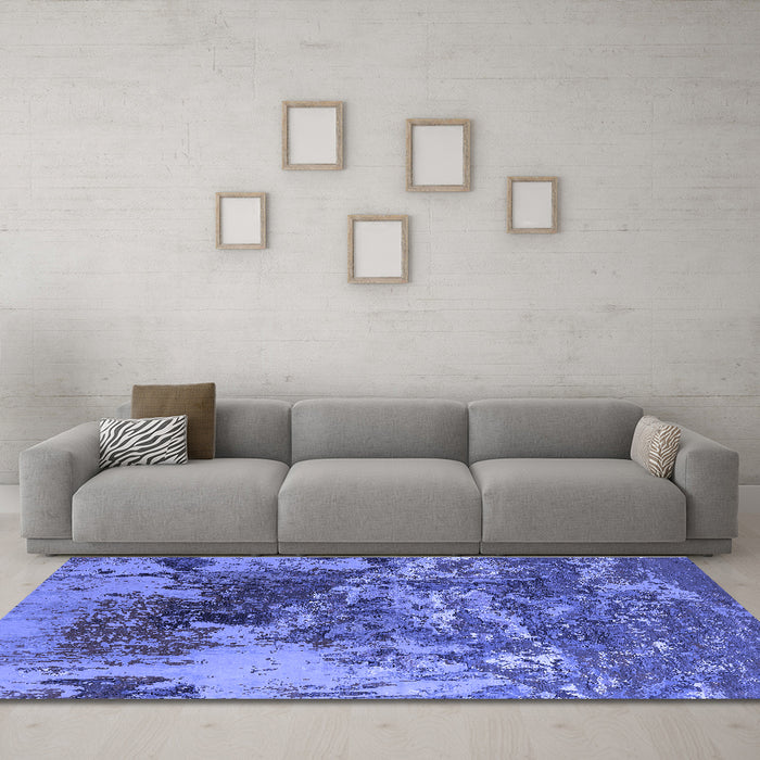 Machine Washable Oriental Blue Industrial Rug in a Living Room, wshurb2611blu
