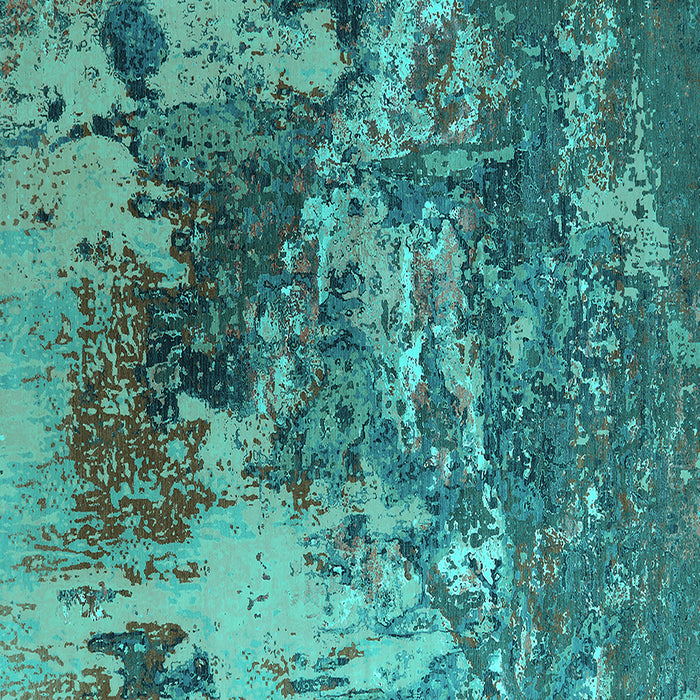 Square Oriental Turquoise Industrial Rug, urb2611turq