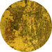 Round Oriental Yellow Industrial Rug, urb2611yw