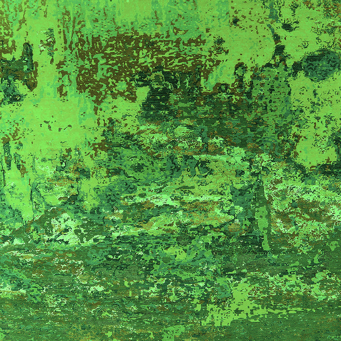 Square Machine Washable Oriental Green Industrial Area Rugs, wshurb2611grn