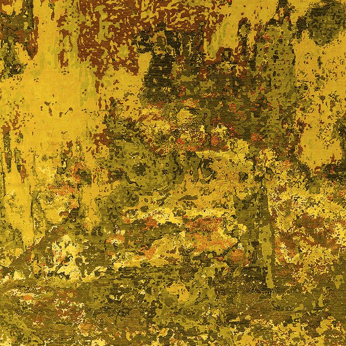 Machine Washable Oriental Yellow Industrial Rug, wshurb2611yw