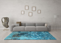 Machine Washable Oriental Light Blue Industrial Rug in a Living Room, wshurb2611lblu