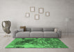 Machine Washable Oriental Emerald Green Industrial Area Rugs in a Living Room,, wshurb2611emgrn