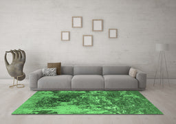 Machine Washable Oriental Emerald Green Industrial Area Rugs in a Living Room,, wshurb2611emgrn