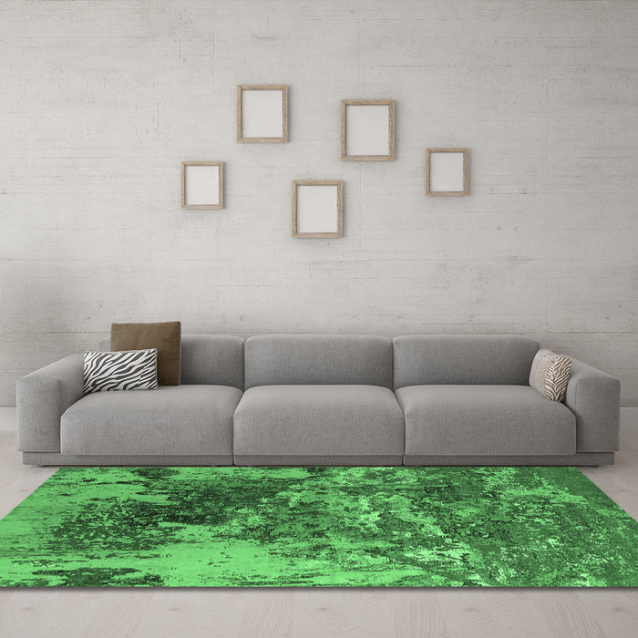 Machine Washable Oriental Emerald Green Industrial Area Rugs in a Living Room,, wshurb2611emgrn