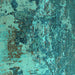 Square Machine Washable Oriental Turquoise Industrial Area Rugs, wshurb2611turq