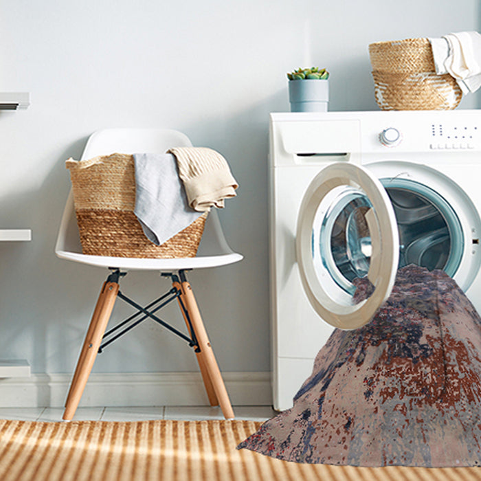 Machine Washable Industrial Modern Purple Rug in a Washing Machine, wshurb2611