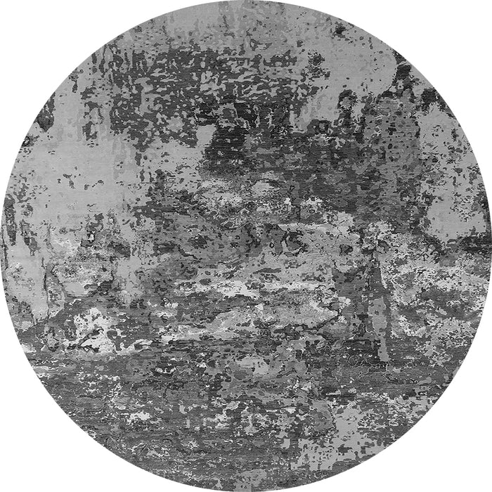 Round Oriental Gray Industrial Rug, urb2611gry