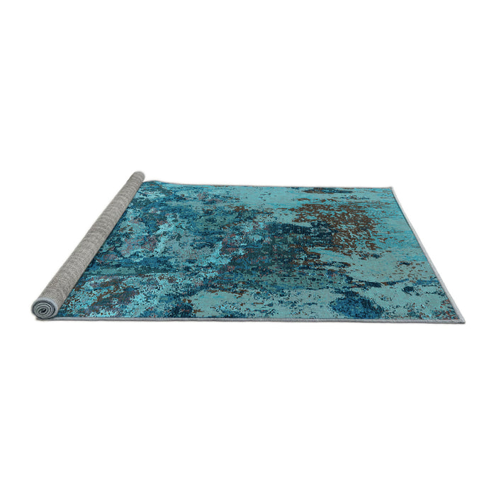 Sideview of Machine Washable Oriental Light Blue Industrial Rug, wshurb2611lblu