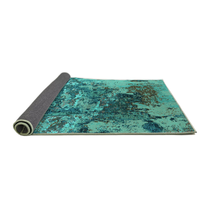 Sideview of Oriental Turquoise Industrial Rug, urb2611turq