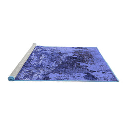 Sideview of Machine Washable Oriental Blue Industrial Rug, wshurb2611blu