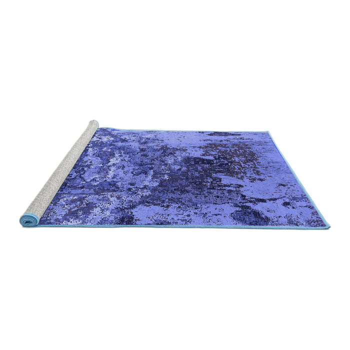 Sideview of Machine Washable Oriental Blue Industrial Rug, wshurb2611blu