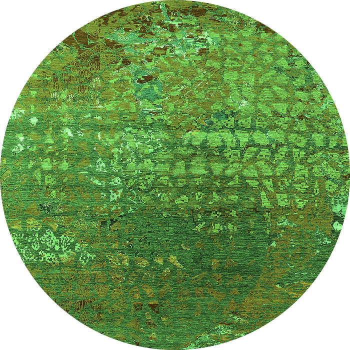 Round Oriental Green Industrial Rug, urb2612grn