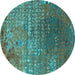 Round Oriental Turquoise Industrial Rug, urb2612turq