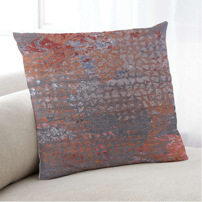 Lifestyle Image of Mid-Century Modern Urban Square Rosy Pink Throw Pillow, 18 inch by 18 inch, pwurb2612