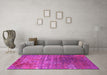 Machine Washable Oriental Pink Industrial Rug in a Living Room, wshurb2612pnk