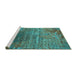 Sideview of Machine Washable Oriental Turquoise Industrial Area Rugs, wshurb2612turq