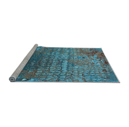 Sideview of Machine Washable Oriental Light Blue Industrial Rug, wshurb2612lblu