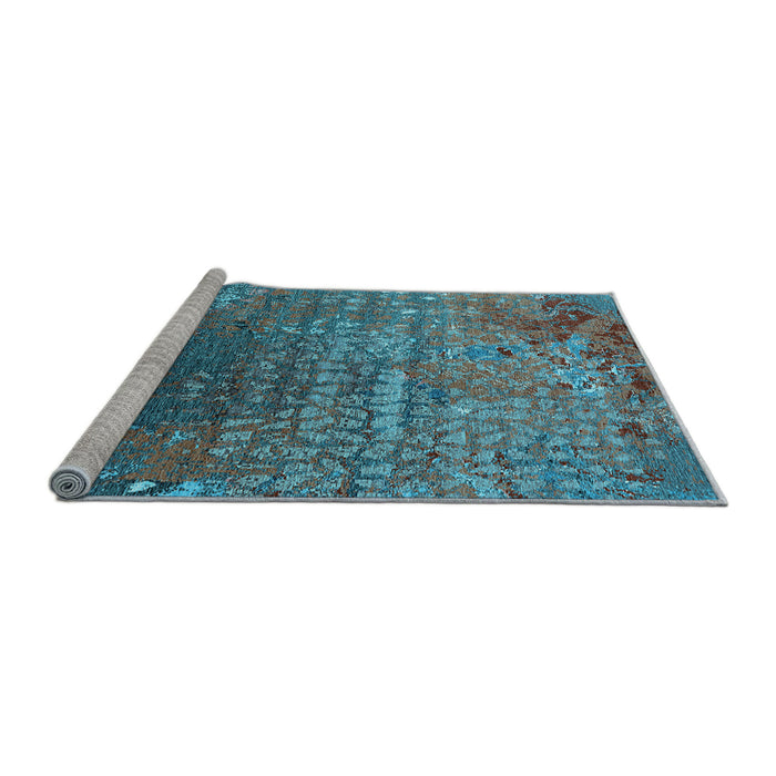 Sideview of Machine Washable Oriental Light Blue Industrial Rug, wshurb2612lblu