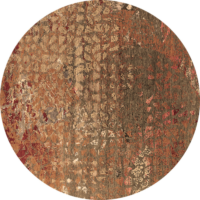 Round Oriental Brown Industrial Rug, urb2612brn