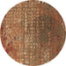 Round Oriental Brown Industrial Rug, urb2612brn