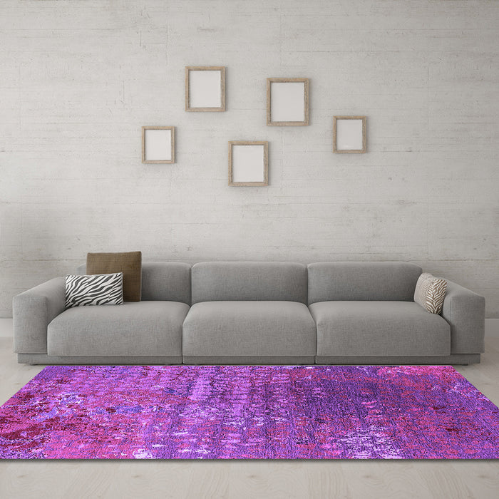 Machine Washable Oriental Purple Industrial Area Rugs in a Living Room, wshurb2612pur
