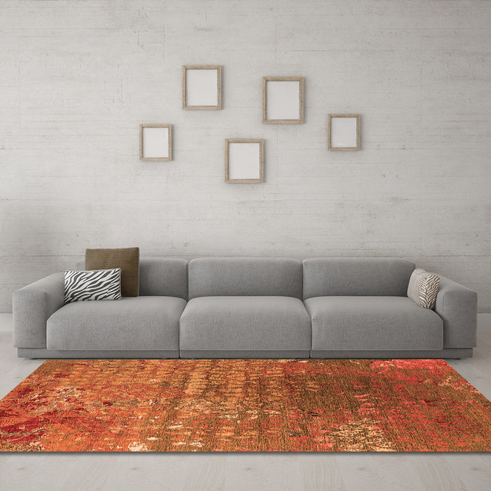 Machine Washable Oriental Orange Industrial Area Rugs in a Living Room, wshurb2612org