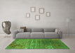 Machine Washable Oriental Green Industrial Area Rugs in a Living Room,, wshurb2612grn