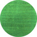 Round Machine Washable Oriental Green Industrial Area Rugs, wshurb2613grn