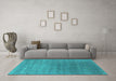 Machine Washable Oriental Turquoise Industrial Area Rugs in a Living Room,, wshurb2613turq