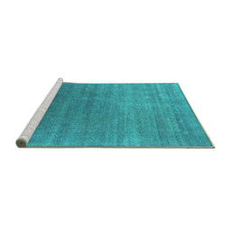 Sideview of Machine Washable Oriental Turquoise Industrial Area Rugs, wshurb2613turq