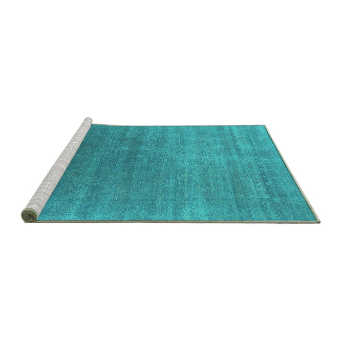 Sideview of Machine Washable Oriental Turquoise Industrial Area Rugs, wshurb2613turq