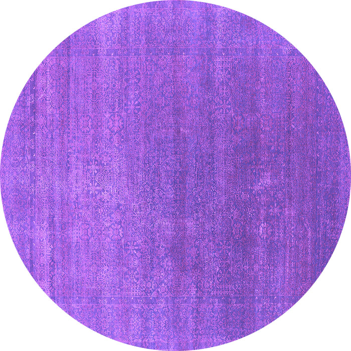 Round Machine Washable Oriental Purple Industrial Area Rugs, wshurb2613pur