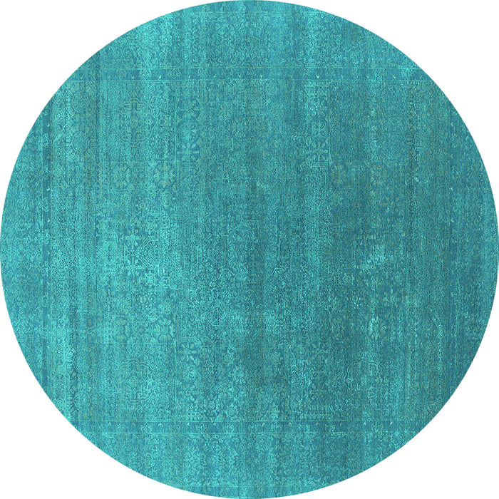 Round Machine Washable Oriental Turquoise Industrial Area Rugs, wshurb2613turq