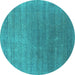 Round Machine Washable Oriental Turquoise Industrial Area Rugs, wshurb2613turq