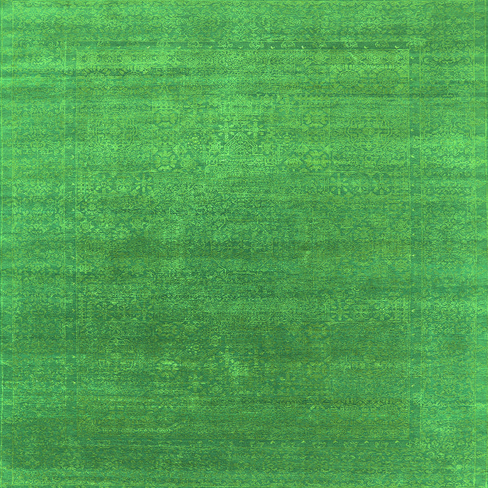 Square Machine Washable Oriental Green Industrial Area Rugs, wshurb2613grn