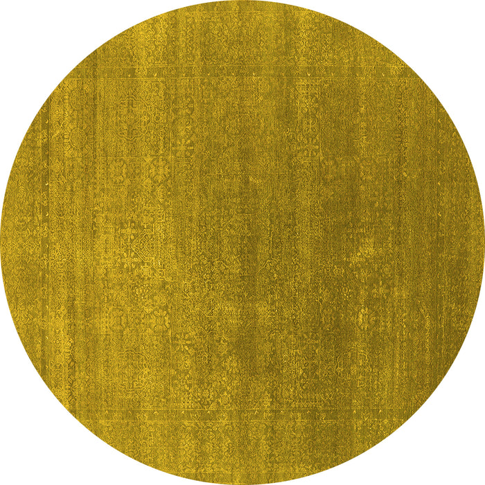 Round Oriental Yellow Industrial Rug, urb2613yw