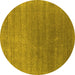 Round Machine Washable Oriental Yellow Industrial Rug, wshurb2613yw