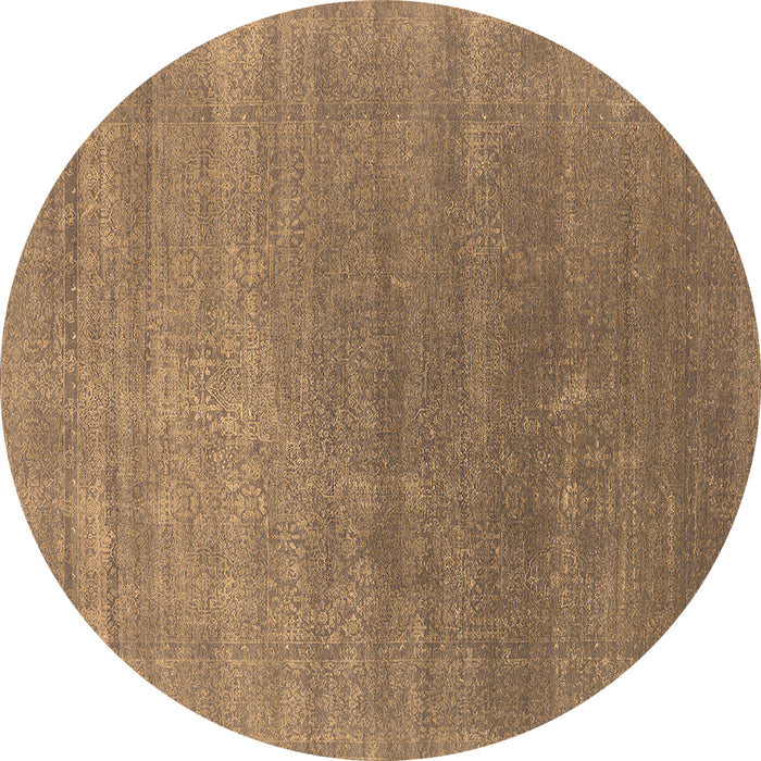 Round Machine Washable Oriental Brown Industrial Rug, wshurb2613brn