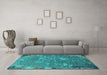 Machine Washable Oriental Turquoise Industrial Area Rugs in a Living Room,, wshurb2614turq
