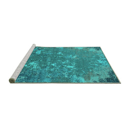 Sideview of Machine Washable Oriental Turquoise Industrial Area Rugs, wshurb2614turq