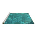 Sideview of Machine Washable Oriental Turquoise Industrial Area Rugs, wshurb2614turq