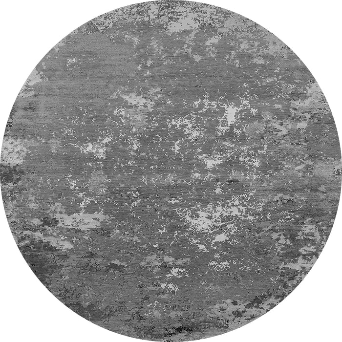 Round Machine Washable Oriental Gray Industrial Rug, wshurb2614gry